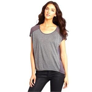 Velvet by Graham & Spencer Versatile chiffon Gray hi-low Sheer back pullover top